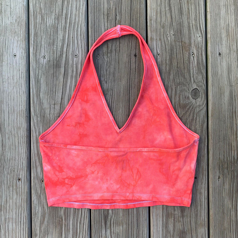 Shirt-Crop Halter Top-Peach